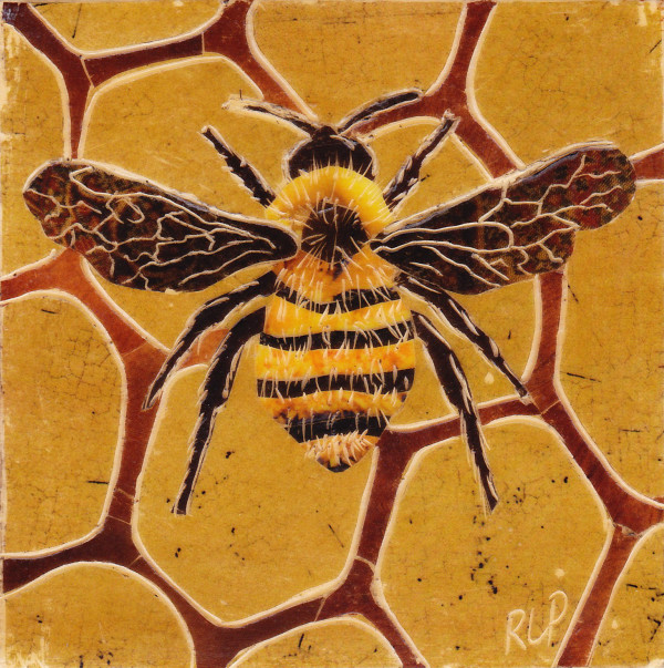 Bee w/red honeycomb by Randy L Purcell