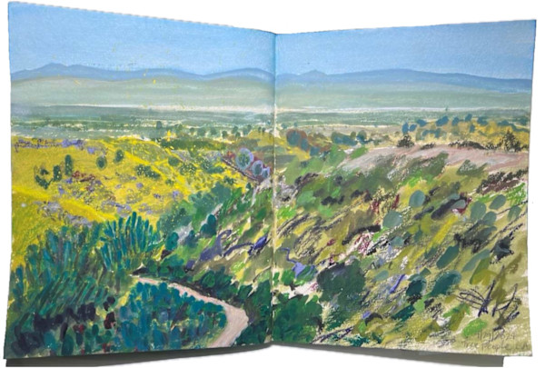 Plein air sketch, from Coldwater Canyon mountains looking into San Fernando Valley, Los Angeles, 2024 by Laura Letchinger