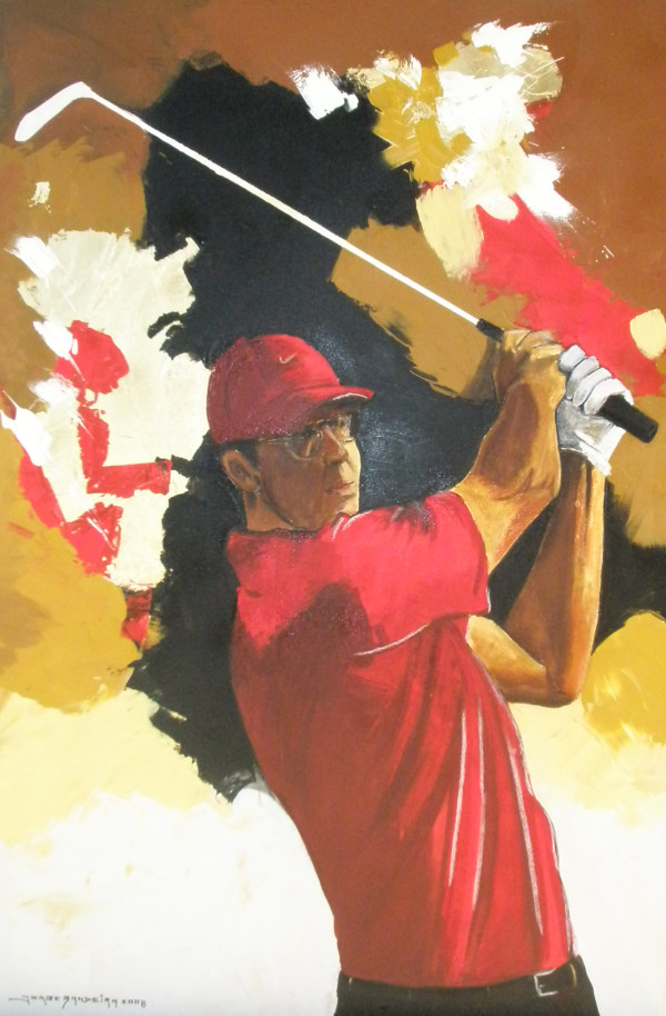 Golfista de Vermelho by Jorge Bandeira