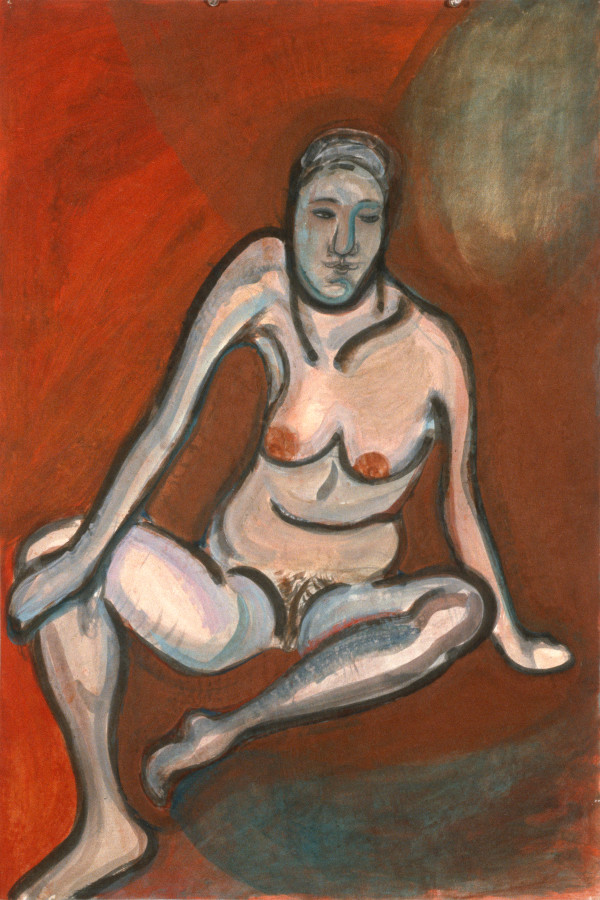 Seated Female Nude /Leaning on hand by Keisho Okayama