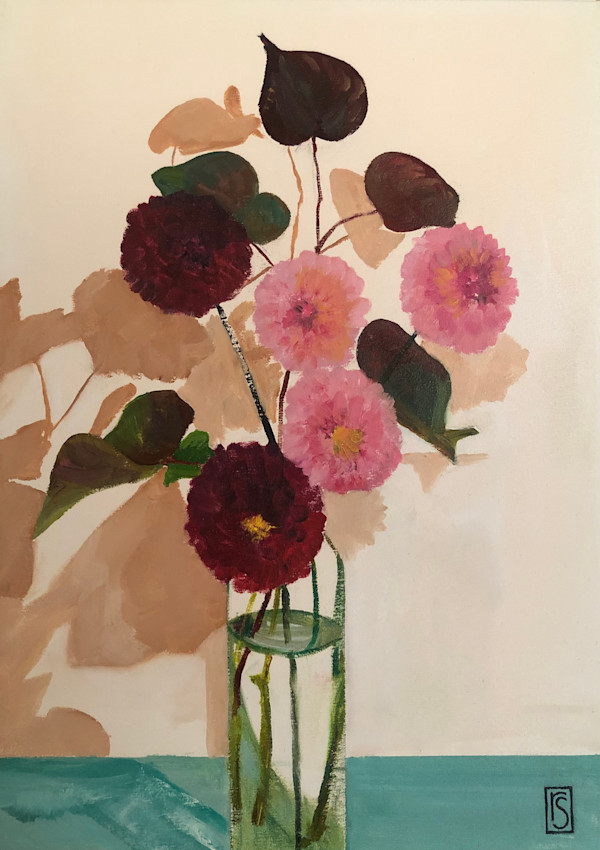 Bottle of Dahlias by Rosalie Street