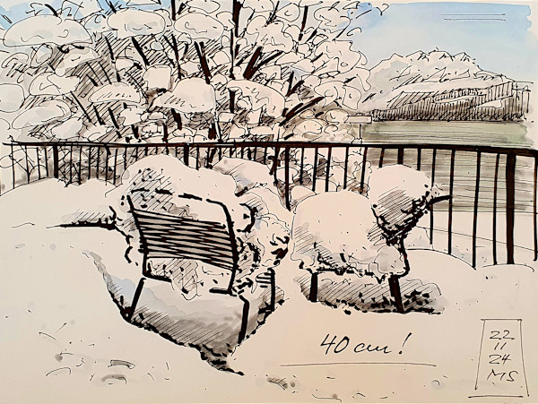 Terrasse im Schnee by Martin Spillmann