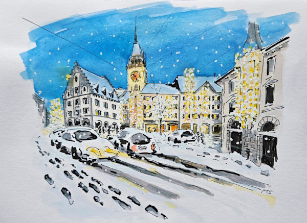 Zug, Kolinplatz im Winter, 2025 by Martin Spillmann, Image 1.