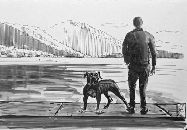 Zug, Begegnung mit Hund, 2025 by Martin Spillmann