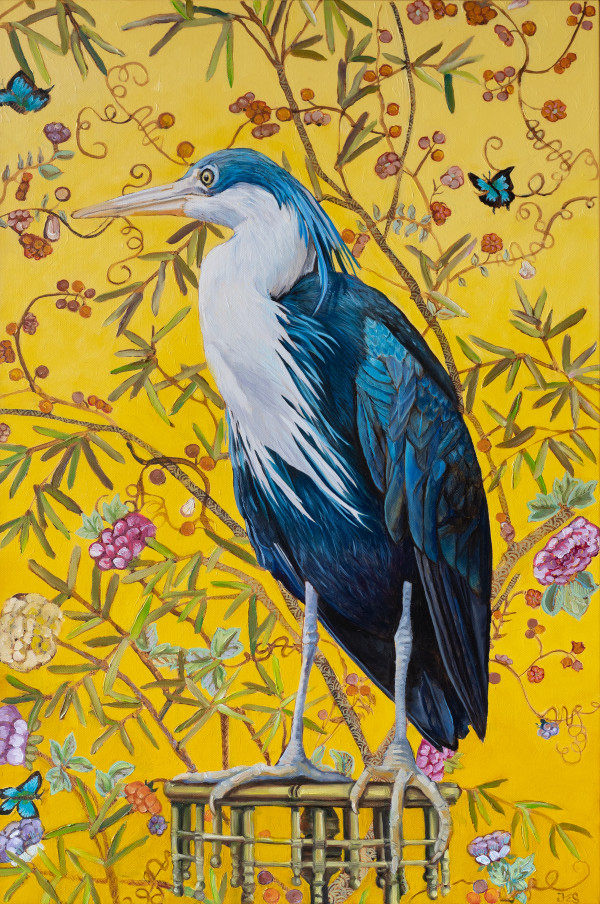 Chinoiserie Heron by Fiona Smith