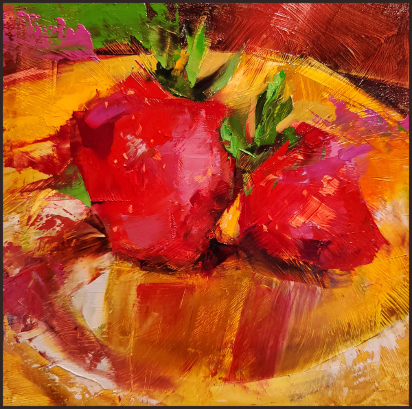 Strawberries on Yellow Plate by Jennifer Evenhus