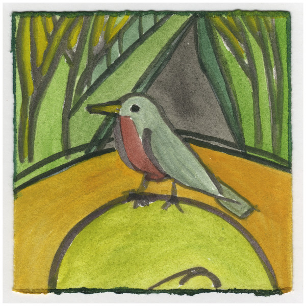 A Robin on the Gandhi Memorial. Massachusetts Avenue and 21st Street NW Washington DC. #2150