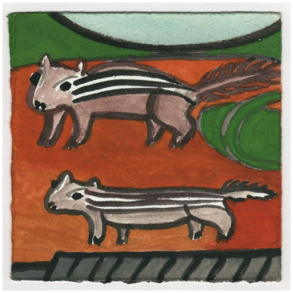 Two Chipmunks on the Patio Under the Table. #165