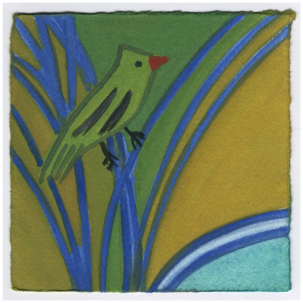 The Cardinal in the Mock Orange. #498