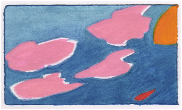 Three Quarter Moon and Sunset Reflection on a Jet. #717