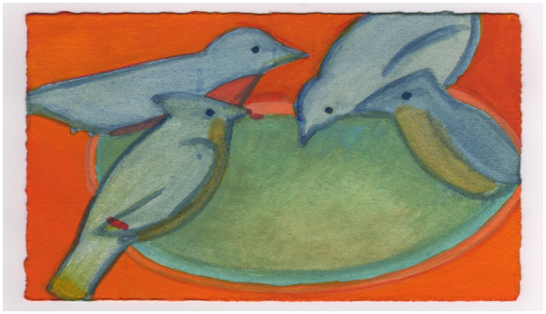 Robins and Cedar Waxwings. #759 by Raya Bodnarchuk, Estate, Image 1.