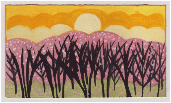 A Pale Sunset With Cherry Blossoms. #849 by Raya Bodnarchuk, Estate, Image 1.