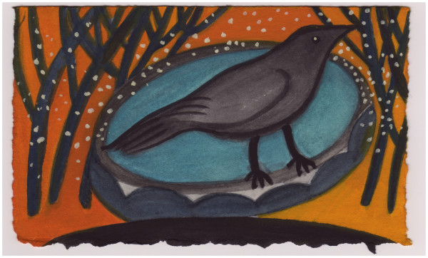 Crow on the Birdbath. #861 by Raya Bodnarchuk, Estate, Image 1.