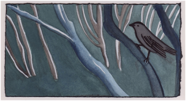 The Catbird on the Wisteria Trunks. #995