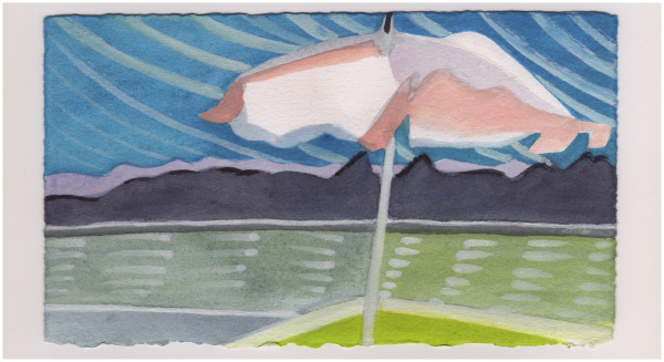 The Pale Umbrella By the Tub Next To the River. #1036