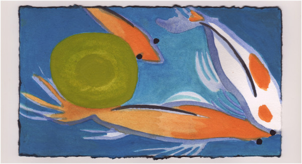 One Stone and Three Koi. #1053