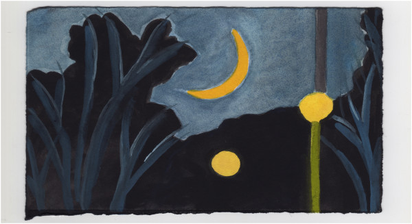 The Sliver Moon and a Couple of Street Lights. #1068