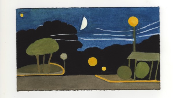 Tiny Saturn and the Waxing Half Moon Over Harvard Avenue. #1340