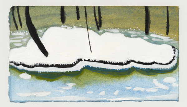 Snowy Icy Rock in the River. #1496