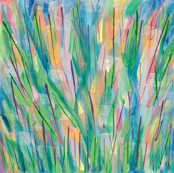 Green Grass Square 1, 2019, acrylic on canvas, 12 x 12 inches by Rachael Grad