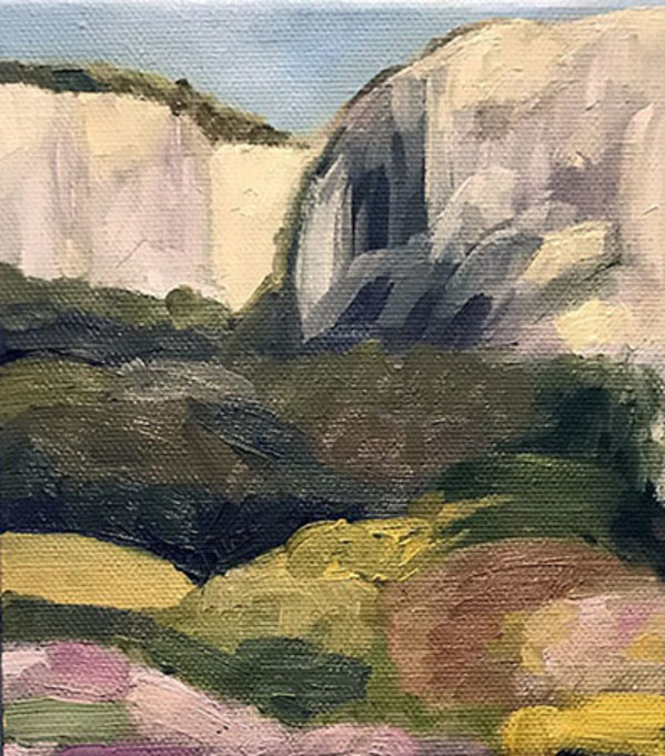 White Cliffs and Lavender Fields, Provence, France, 2008, Oil on Linen