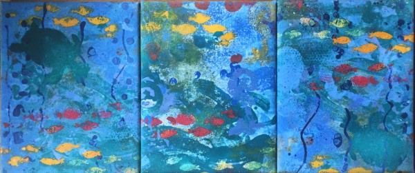 Ocean Swim Triptych by LZ Lerman