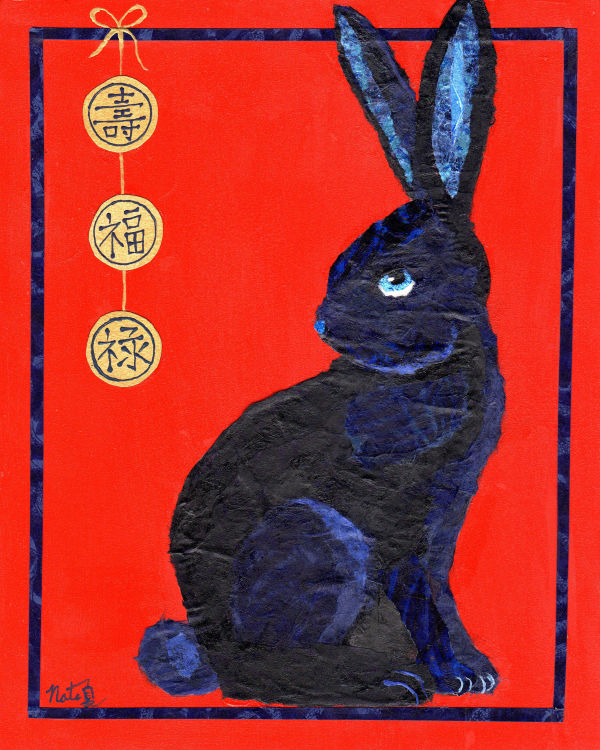 Lucky Rabbit: Lunar New Year 2023 by Poppyfish Studio: The Art of Natasha Monahan Papousek
