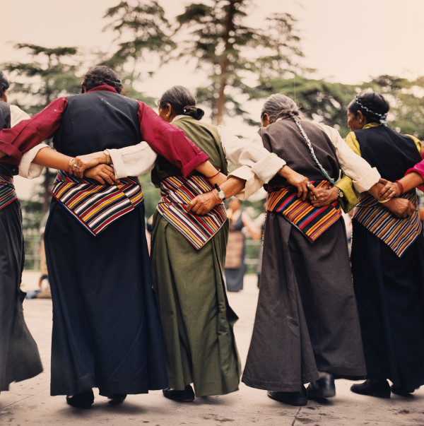 Buddhist Women Dancing in Celebration (Dharamsala, India) by Amie Potsic