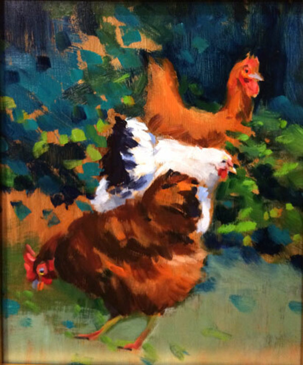 Hens Pecking by CLAIRE HARDY