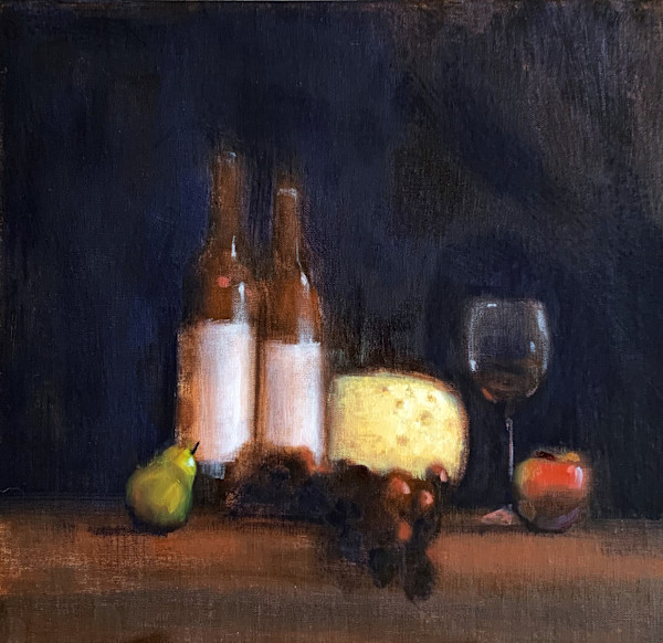 Red Grapes and Wine by CLAIRE HARDY