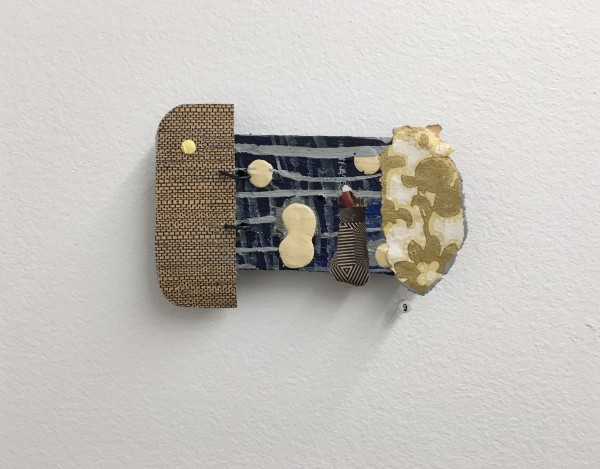Small Assemblage with paint and wallpaper by MaryAnn Puls