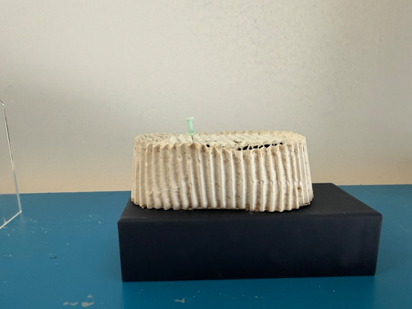 Plaster Oval  with Aqua Pushpin by MaryAnn Puls, Image 1.