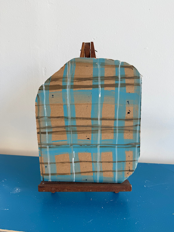 Almost Oval in Plaid on Stand by MaryAnn Puls, Image 1.