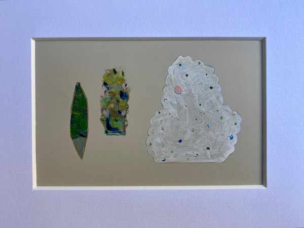 Small painting with Large White Shape by MaryAnn Puls