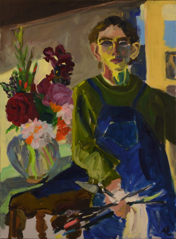Self Portrait with Peonies