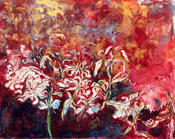 Crimson Scroll, Dancing Flowers by RM Cimini, Image 1.