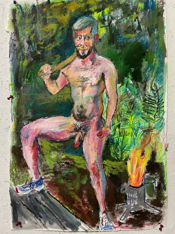 Jason  with ax by the campfire or gays gone camping by Paul Seidell