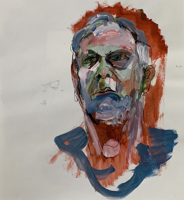 Orange Self Portrait (Watercolor) by Paul Seidell