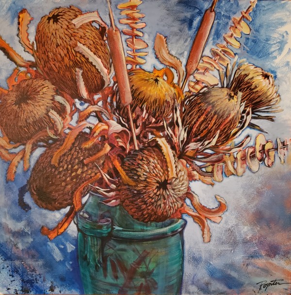 Banksia, Protea & Pottery #1# by Jan Poynter