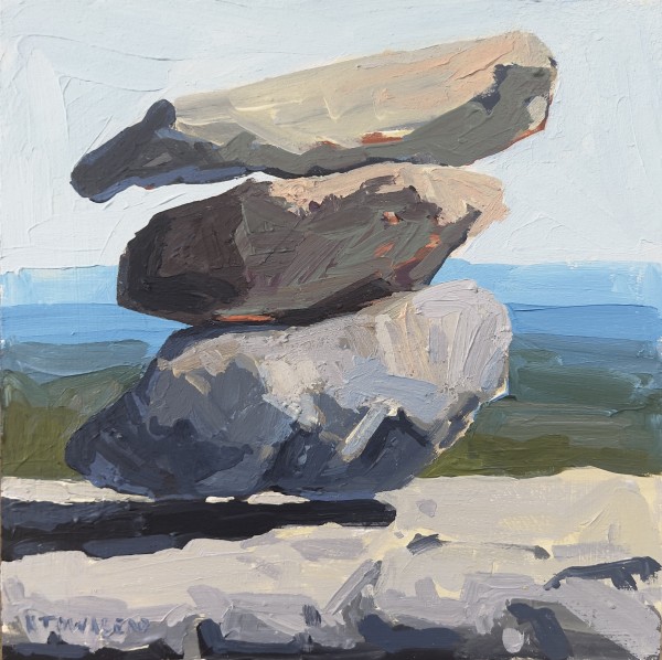 Rock Cairn With Horizon by Krista Townsend