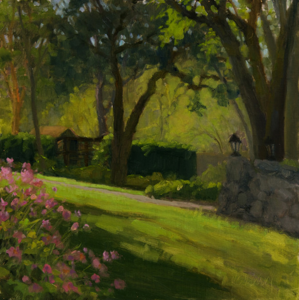 Light And Shadow In Benbow Gardens   (12 x 12, plein air) by Kathy O'Leary