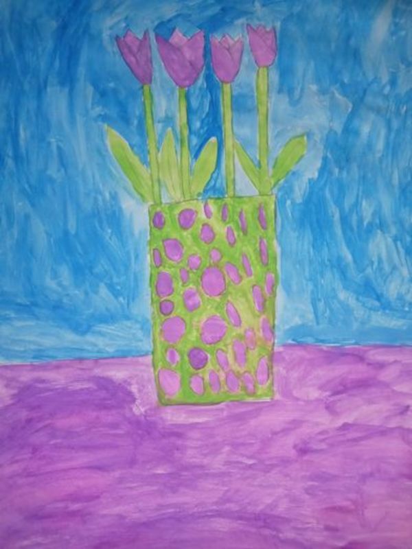 Tulips in a Vase by Gretchen Green