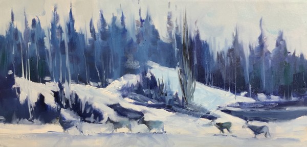 The Crossing.  Winter Elk by karen pedersen