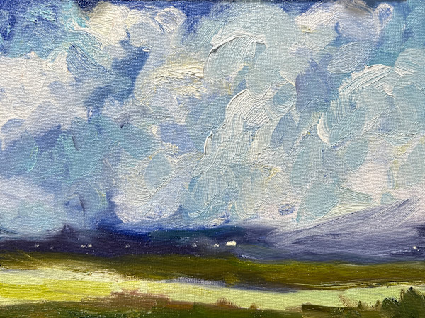 Sky's Dance Over Rolling Fields by karen pedersen