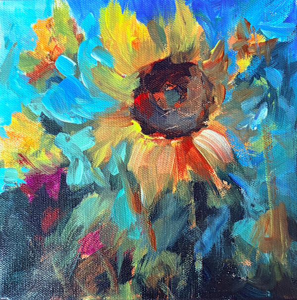 Sunflower in Blue by karen pedersen