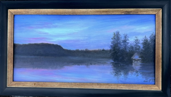 Twilight-boathouse on the lake by Tarryl Gabel