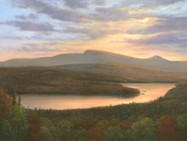 Sunset over North/South Lake in the Catskills by Tarryl Gabel