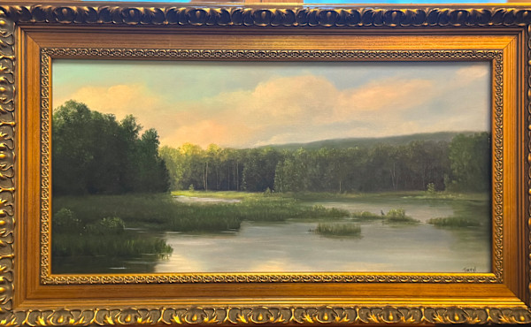 Morning at the Marsh with heron by Tarryl Gabel