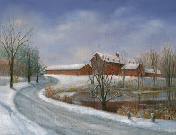 Barns at Vassar Farm - Winter by Tarryl Gabel
