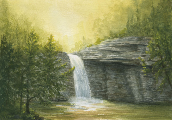 Awosting Falls Watercolor by Tarryl Gabel